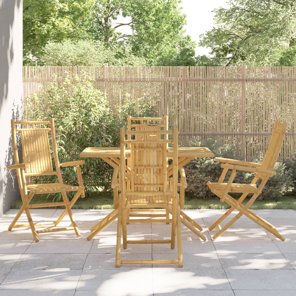 5 Piece Garden Dining Set Bamboo - vid-3278529 - Decor Base