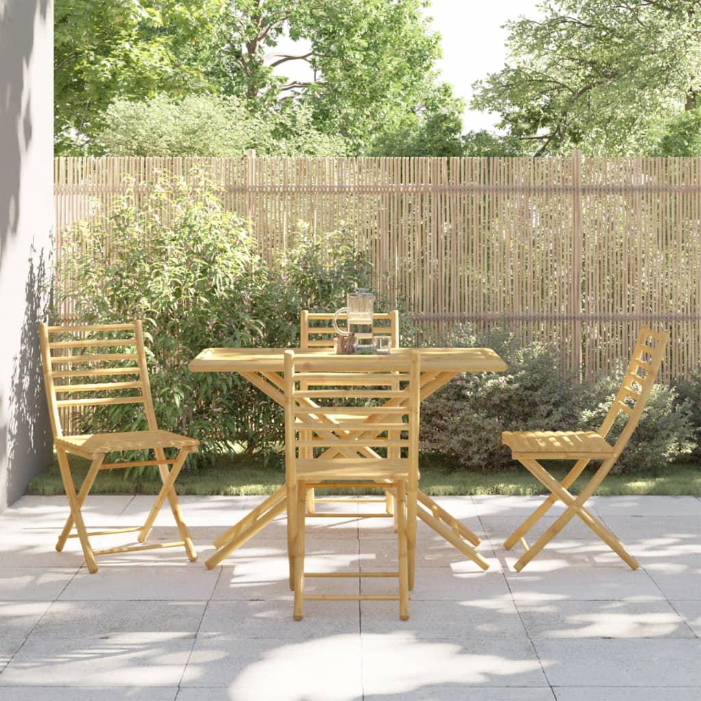 5 Piece Garden Dining Set Bamboo - Brittle & Co