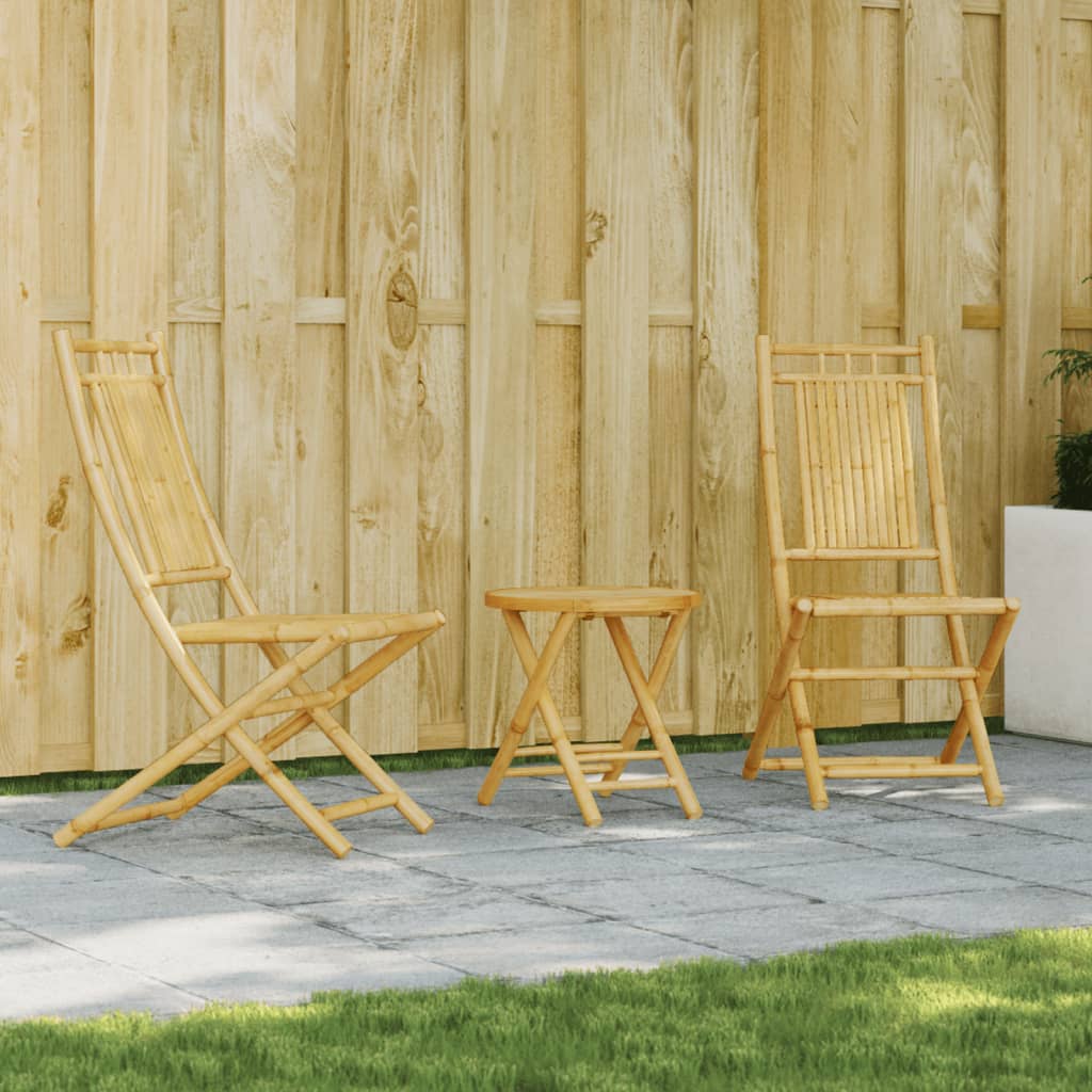 3 Piece Bistro Set Bamboo - vid-3278531 - Discount Dealers
