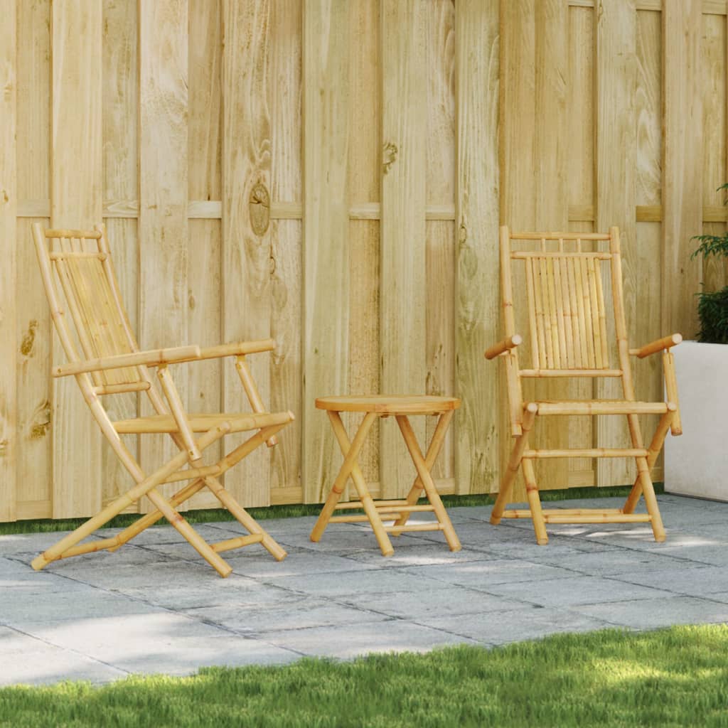 3 Piece Bistro Set Bamboo - vid-3278532 - Discount Dealers