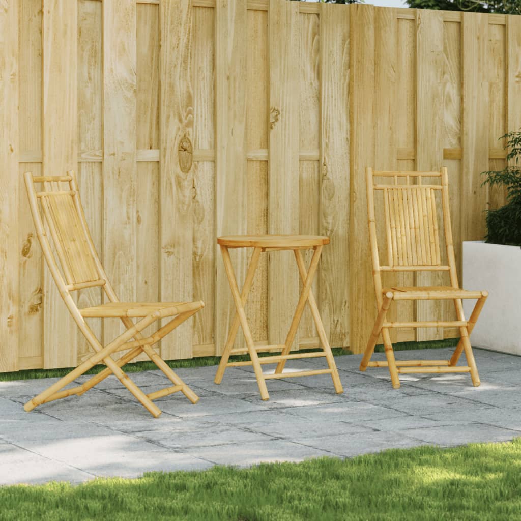3 Piece Bistro Set Bamboo - vid-3278534 - Decor Base