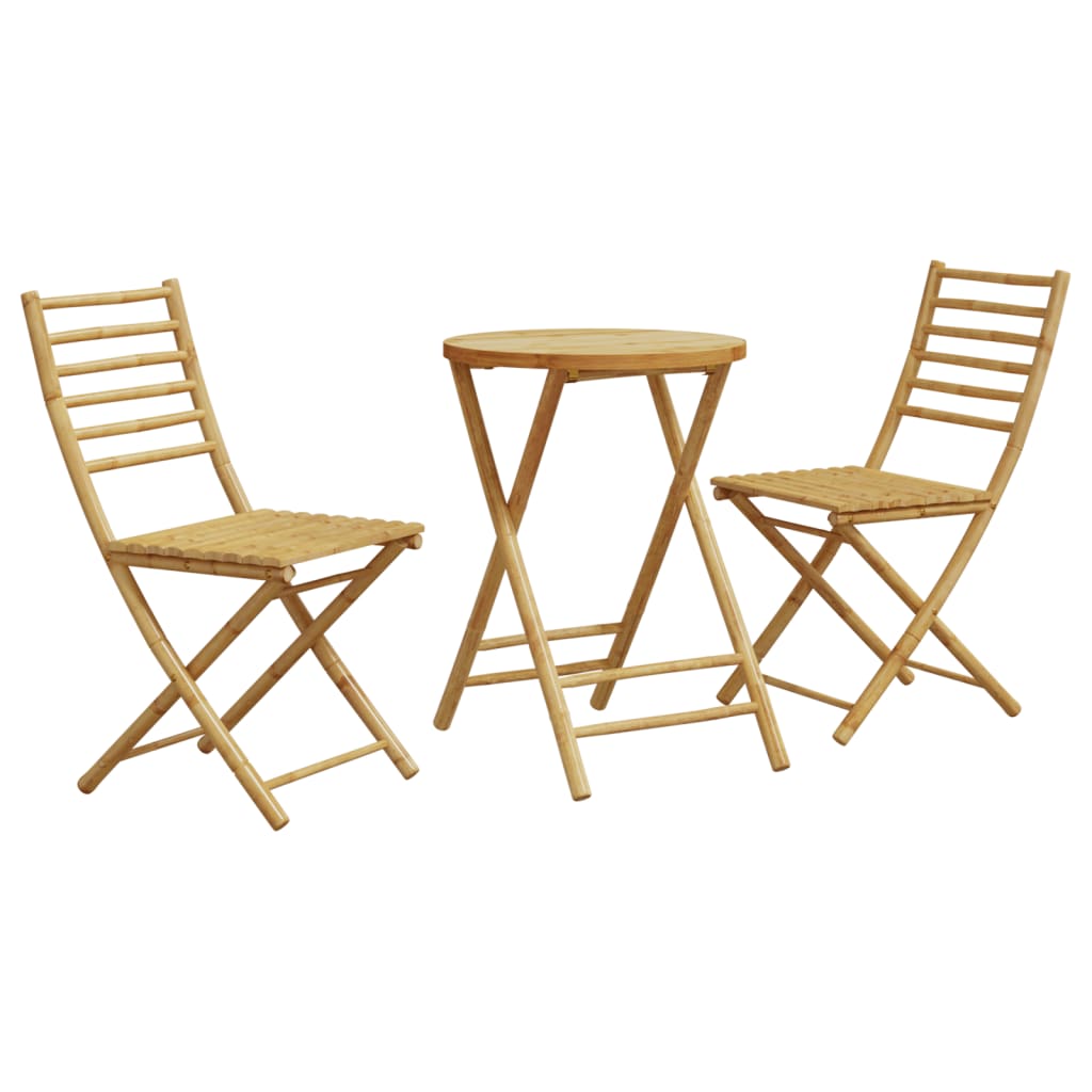 3 Piece Bistro Set Bamboo - vid-3278536 - Decor Base
