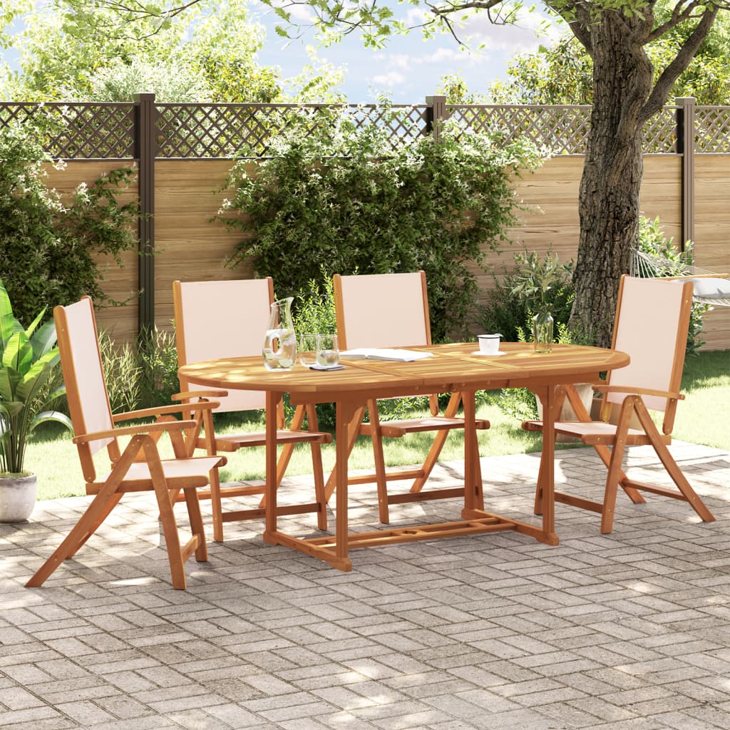 5 Piece Garden Dining Set Solid Wood Acacia and Textilene - vid-3279272 - Decor Base