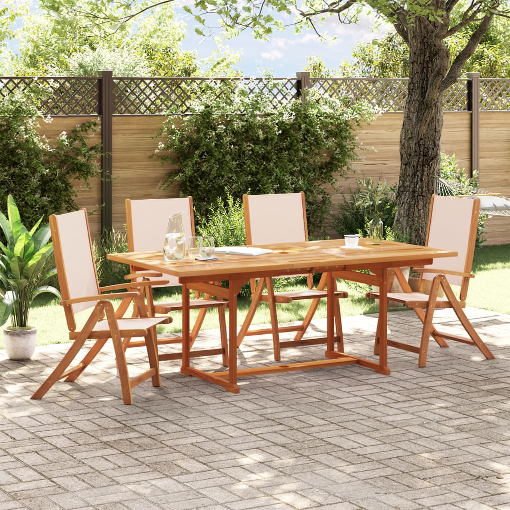 5 Piece Garden Dining Set Solid Wood Acacia and Textilene - vid-3279274 - Decor Base