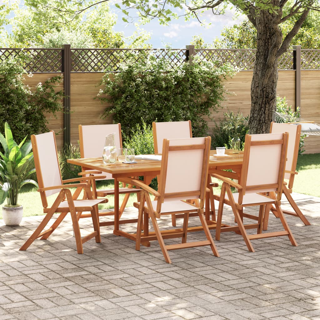 7 Piece Garden Dining Set Solid Wood Acacia and Textilene - vid-3279275 - Decor Base