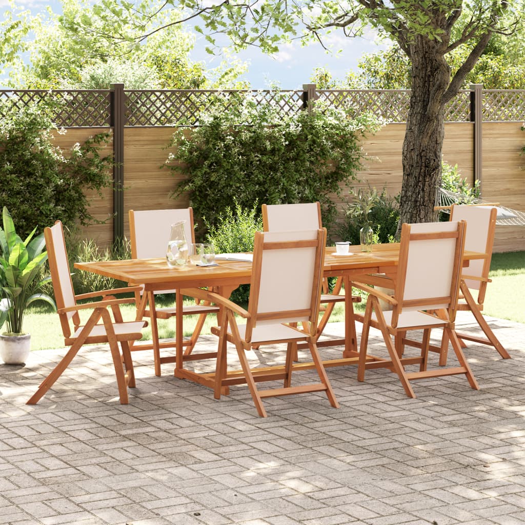 7 Piece Garden Dining Set Solid Wood Acacia and Textilene - Direct Imports