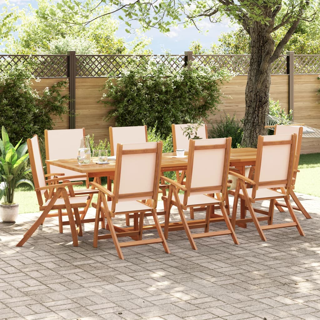 9 Piece Garden Dining Set Solid Wood Acacia and Textilene - Direct Imports
