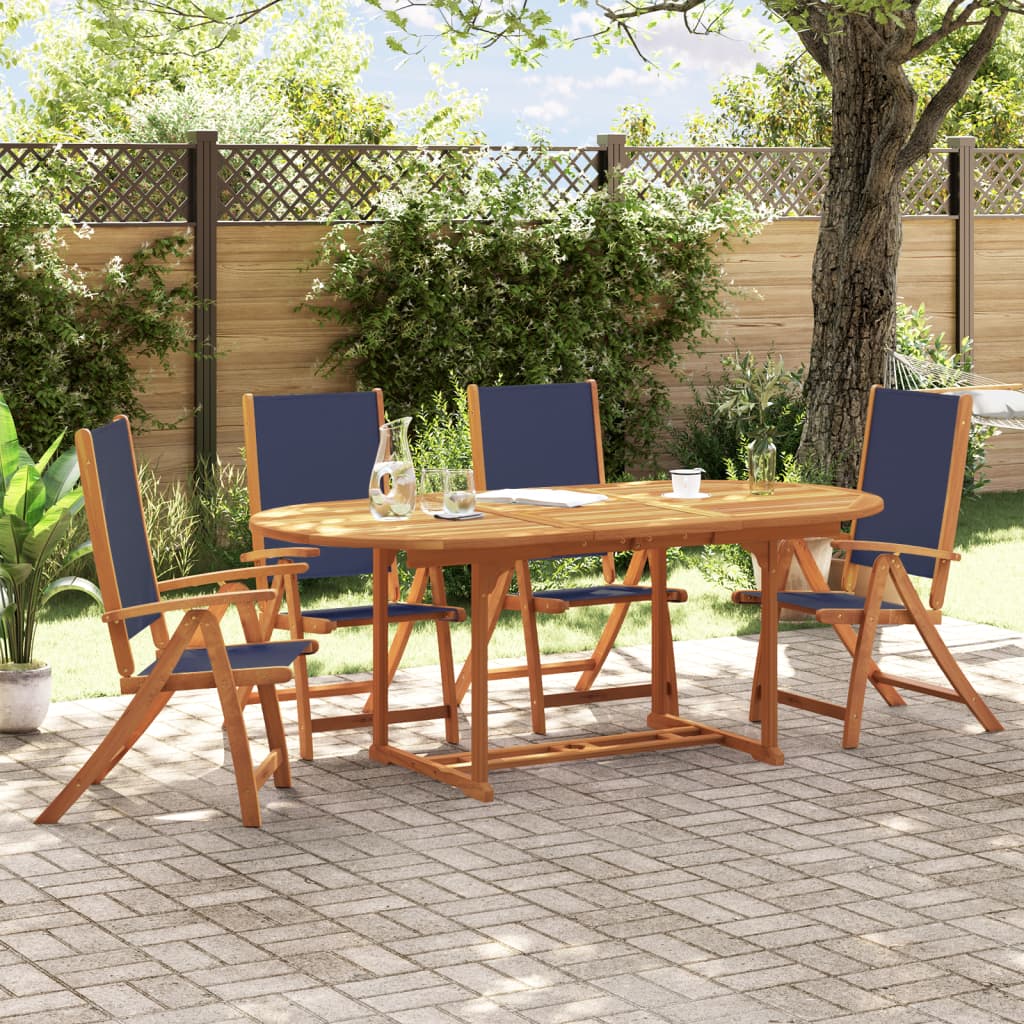 5 Piece Garden Dining Set Solid Wood Acacia and Textilene - vid-3279300 - Decor Base