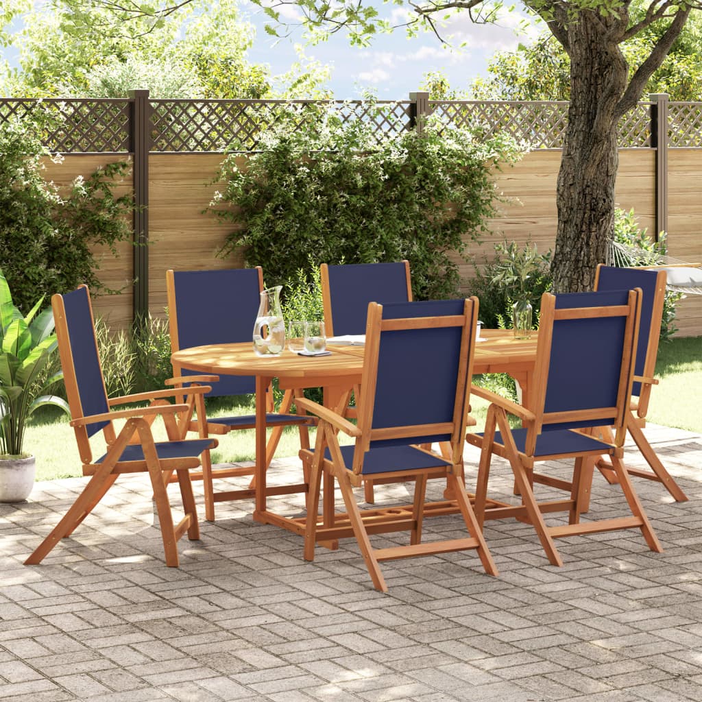 7 Piece Garden Dining Set Solid Wood Acacia and Textilene - vid-3279301 - Decor Base