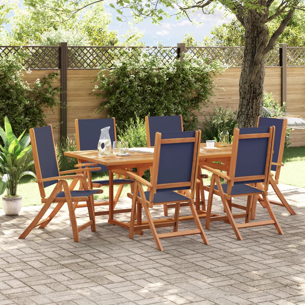 7 Piece Garden Dining Set Solid Wood Acacia and Textilene - vid-3279303 - Decor Base