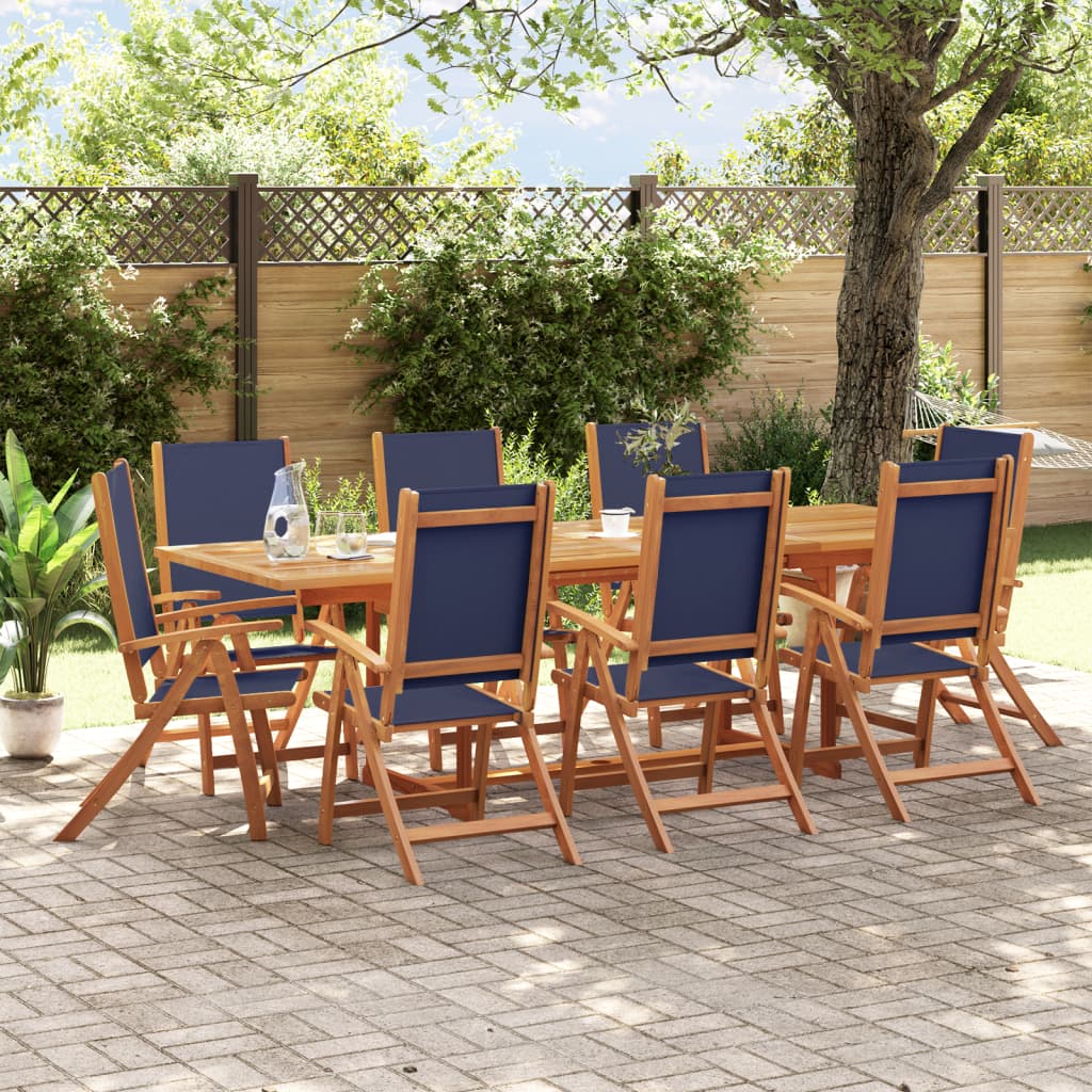 9 Piece Garden Dining Set Solid Wood Acacia and Textilene - Discount Dealers