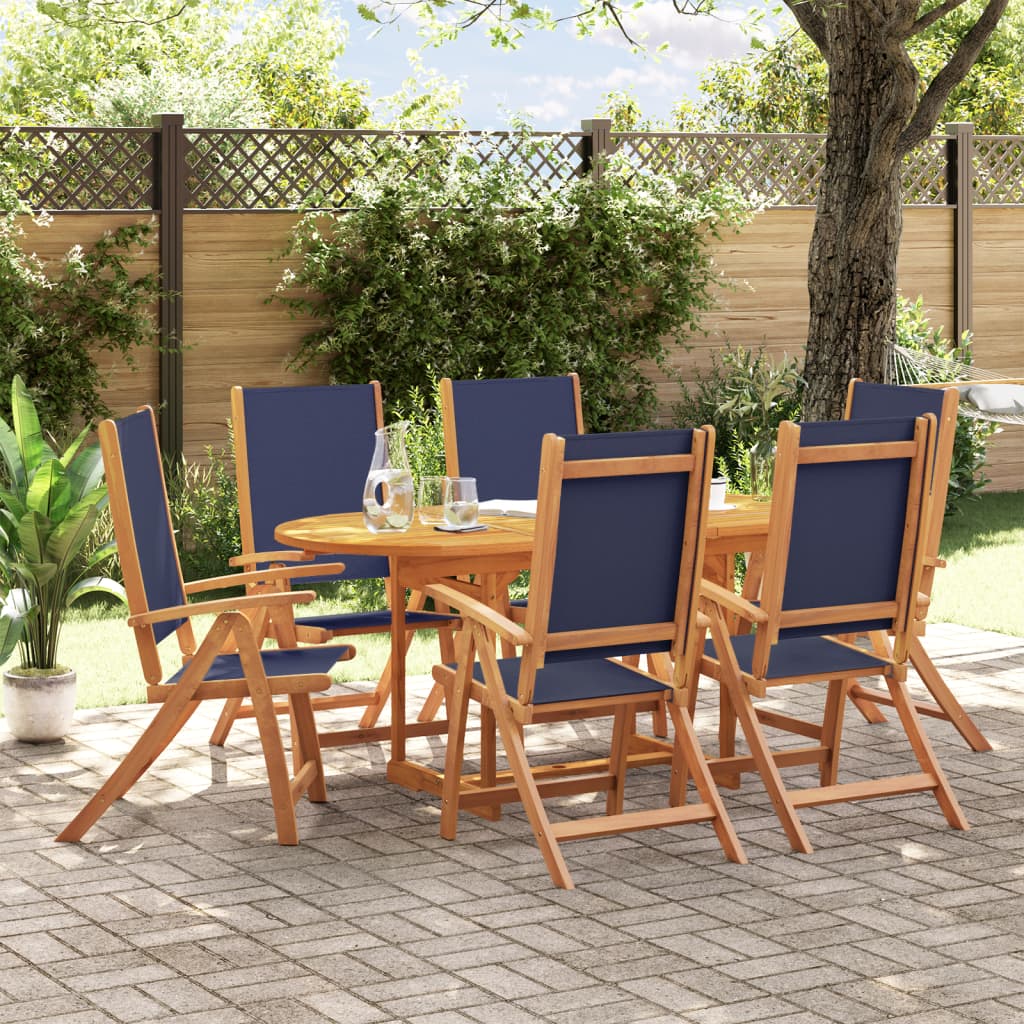 7 Piece Garden Dining Set Solid Wood Acacia and Textilene - The Home Maker