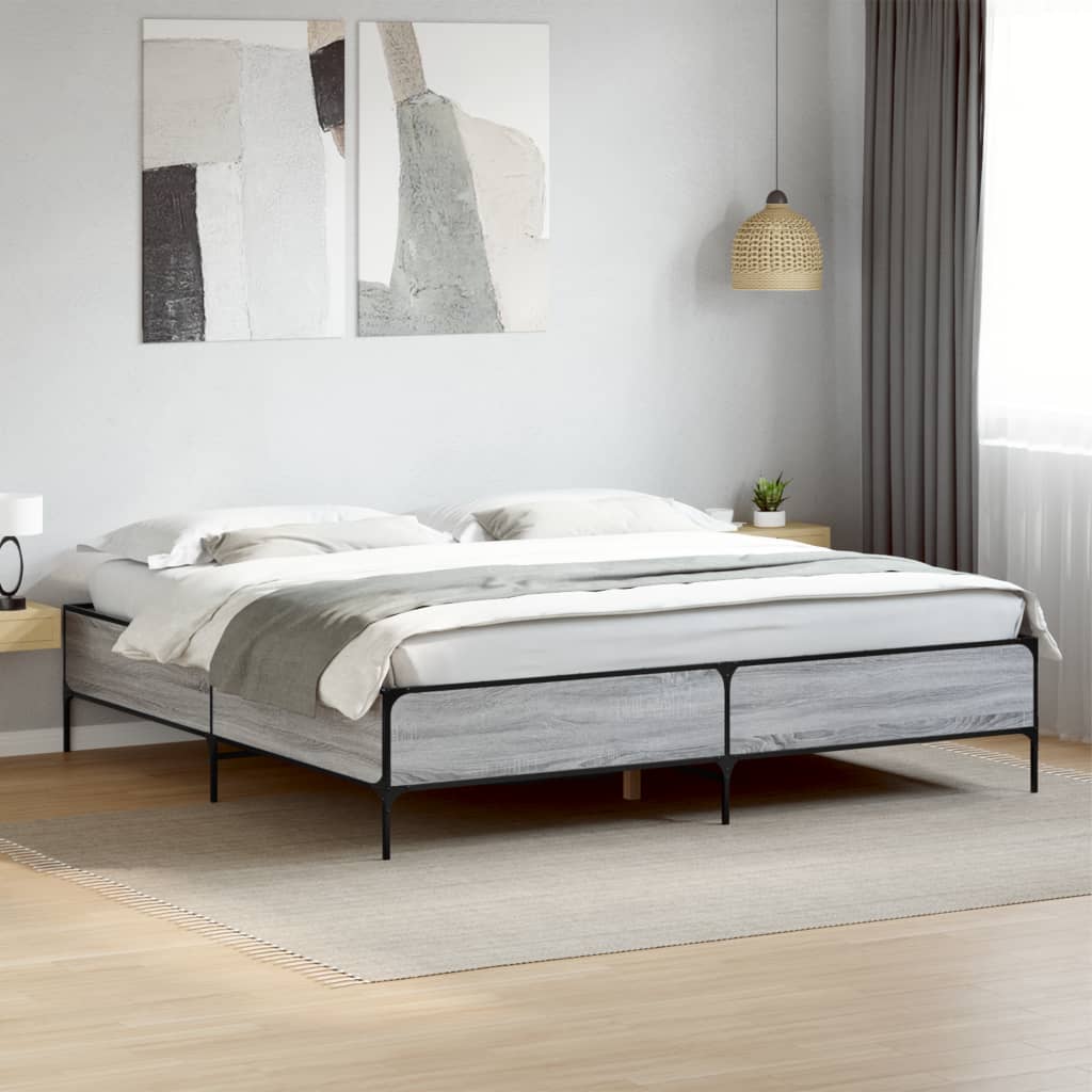 Bedframe Grey Sonoma 180x200cm Super King - Discount Dealers