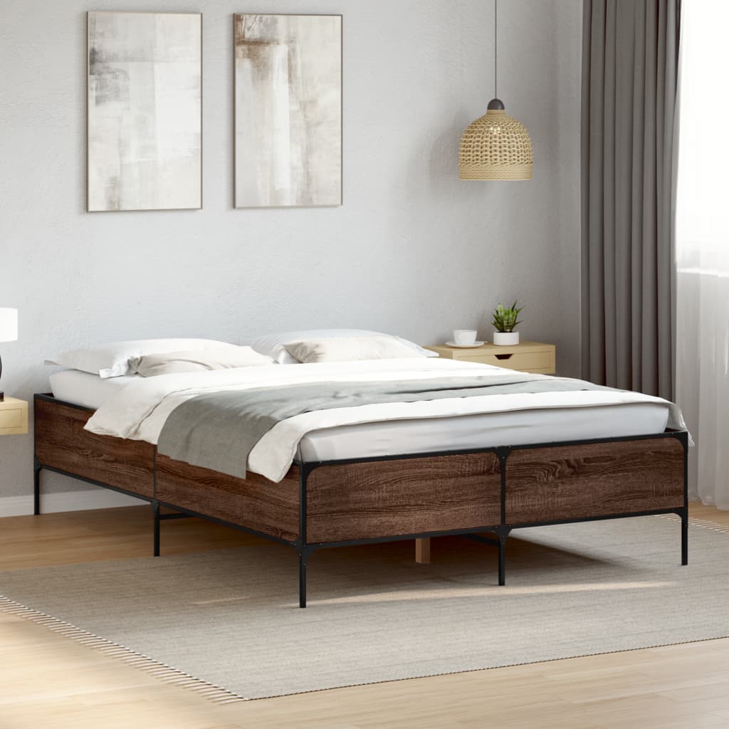 Bedframe Brown Oak 140x200cm - Discount Dealers