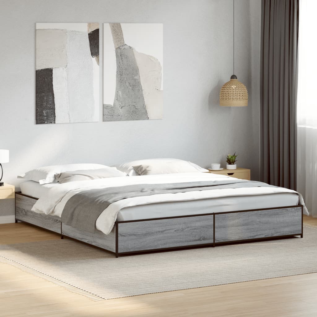 Bedframe Grey Sonoma 200x200cm - Design Hut