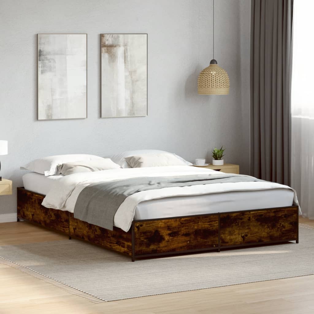 Bedframe Smoked Oak 135x190cm Double - Discount Dealers