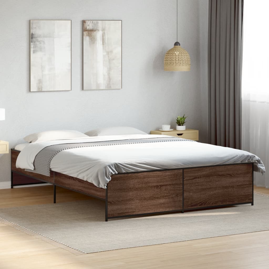Bedframe Brown Oak 140x200cm - Discount Dealers
