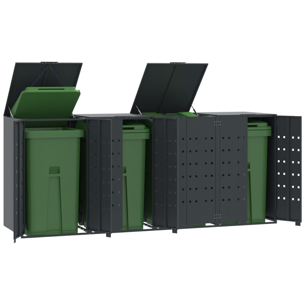 Wheelie Bin Storage for 4 Bins Anthracite 276x79x117 cm Steel - Charlotte Dunes