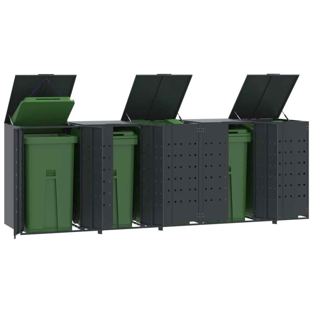 Wheelie Bin Storage for 5 Bins Anthracite 345x79x117 cm Steel - Charlotte Dunes