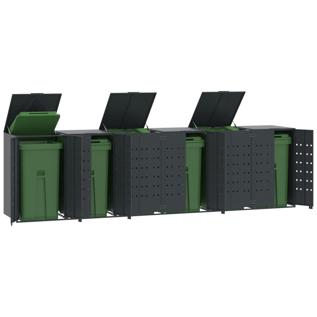 Wheelie Bin Storage for 6 Bins Anthracite 414x79x117 cm Steel - Charlotte Dunes