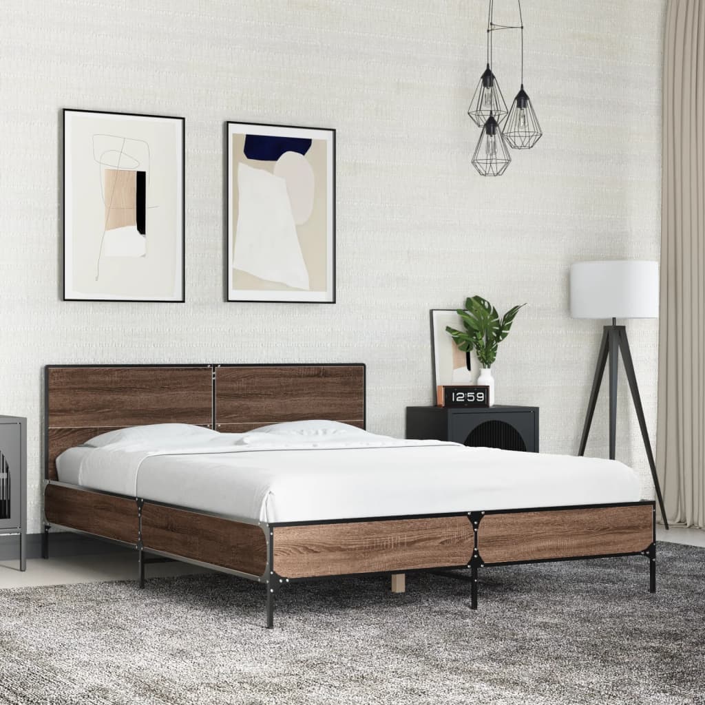 Bedframe Brown Oak 140x200cm - Merlin Deals
