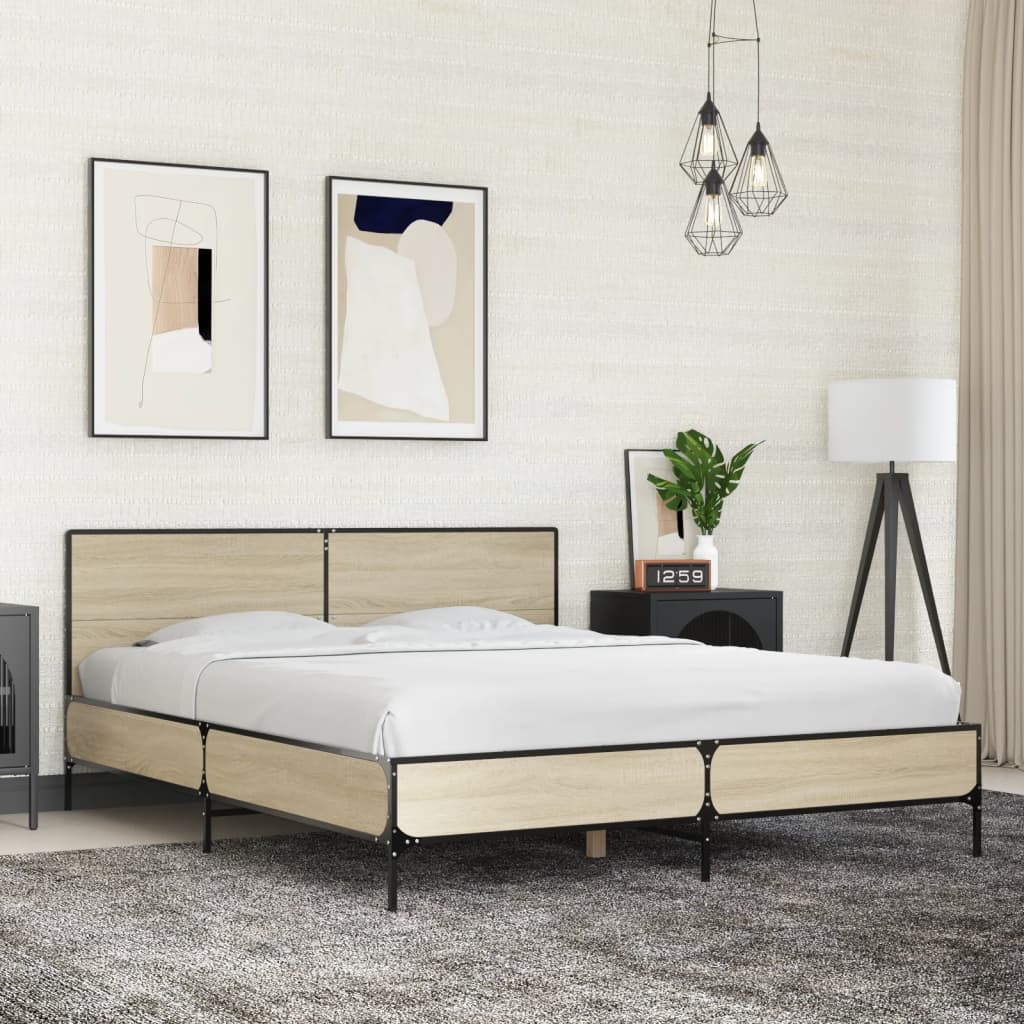 Bedframe Sonoma Oak 150x200cm King Size - Merlin Deals