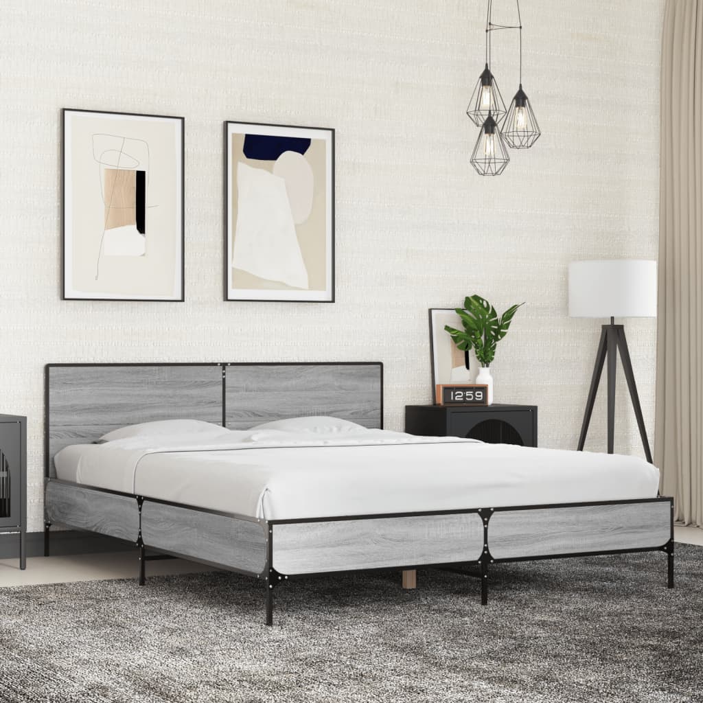 Bedframe Grey Sonoma 150x200cm King Size - Merkel Designers