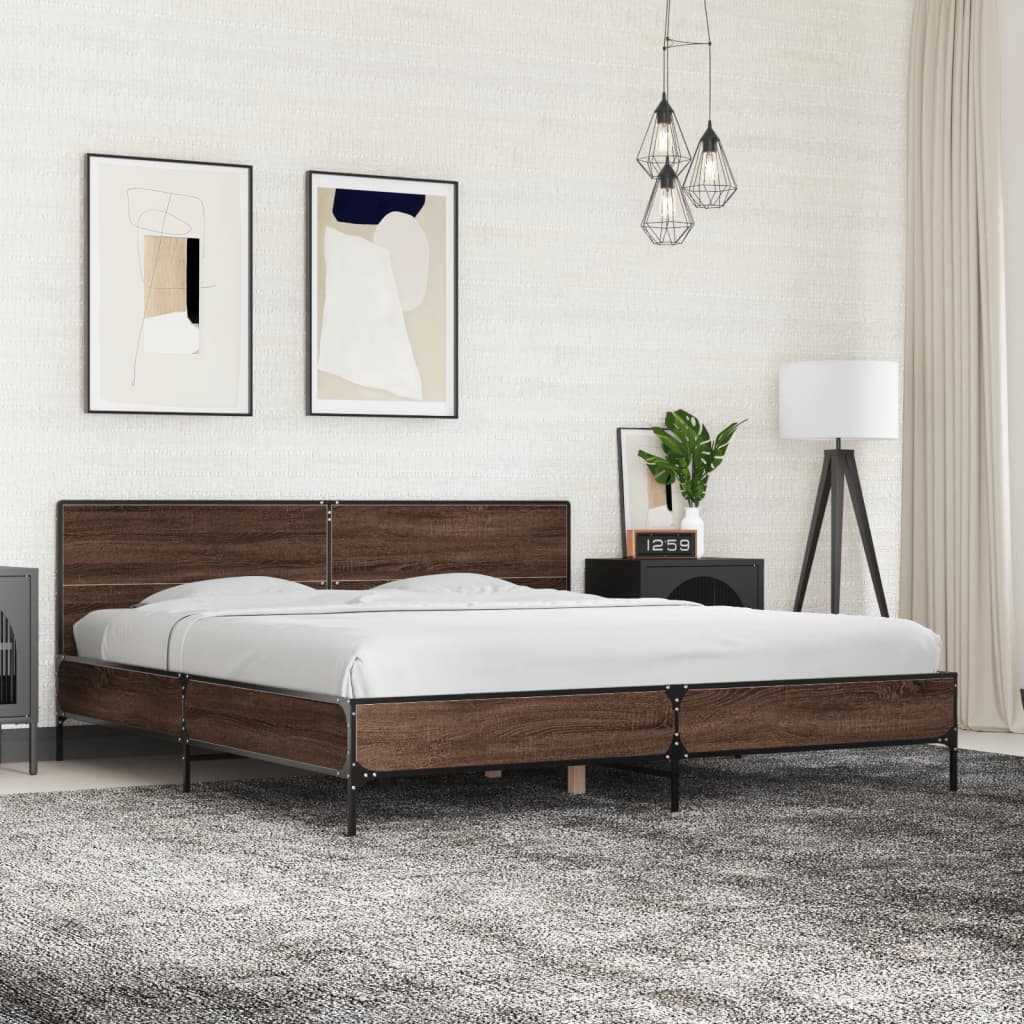 Bedframe Brown Oak 200x200cm - Merlin Deals