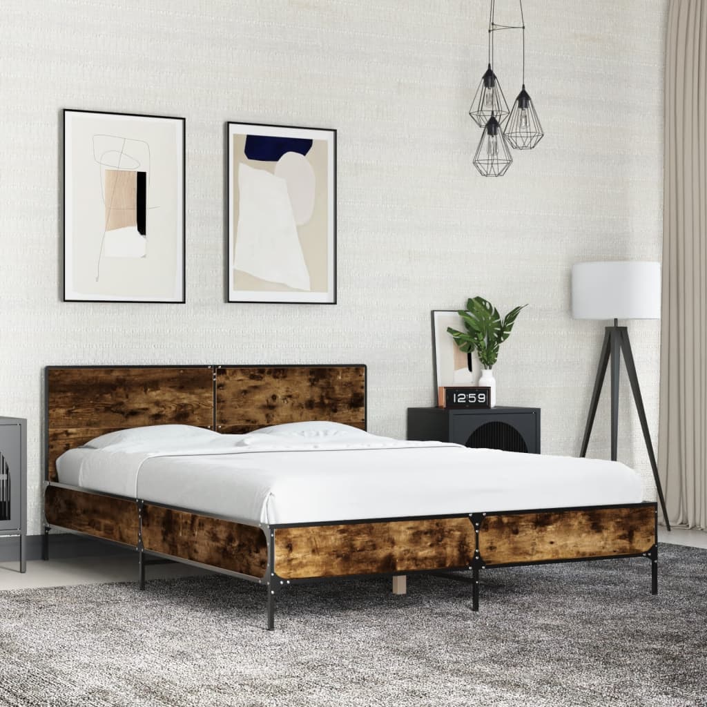 Bedframe Smoked Oak 135x190cm Double - Discount Dealers
