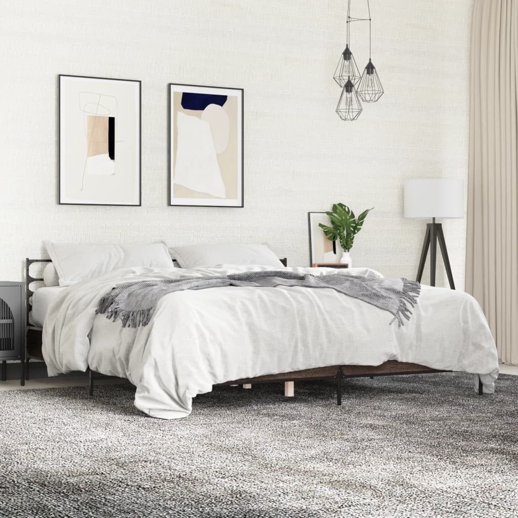 Bedframe Brown Oak 200x200cm - Discount Dealers