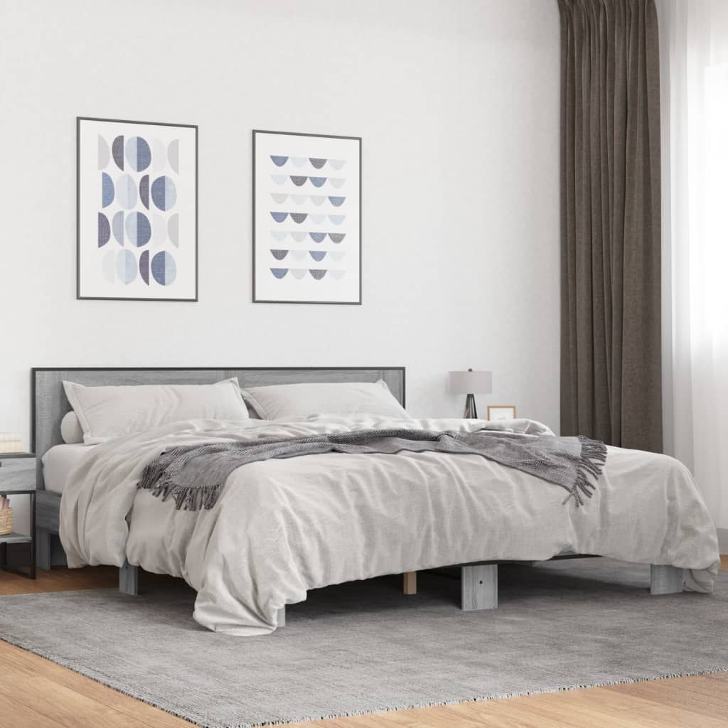 Bedframe Grey Sonoma 200x200cm - Unbeatable Bargains