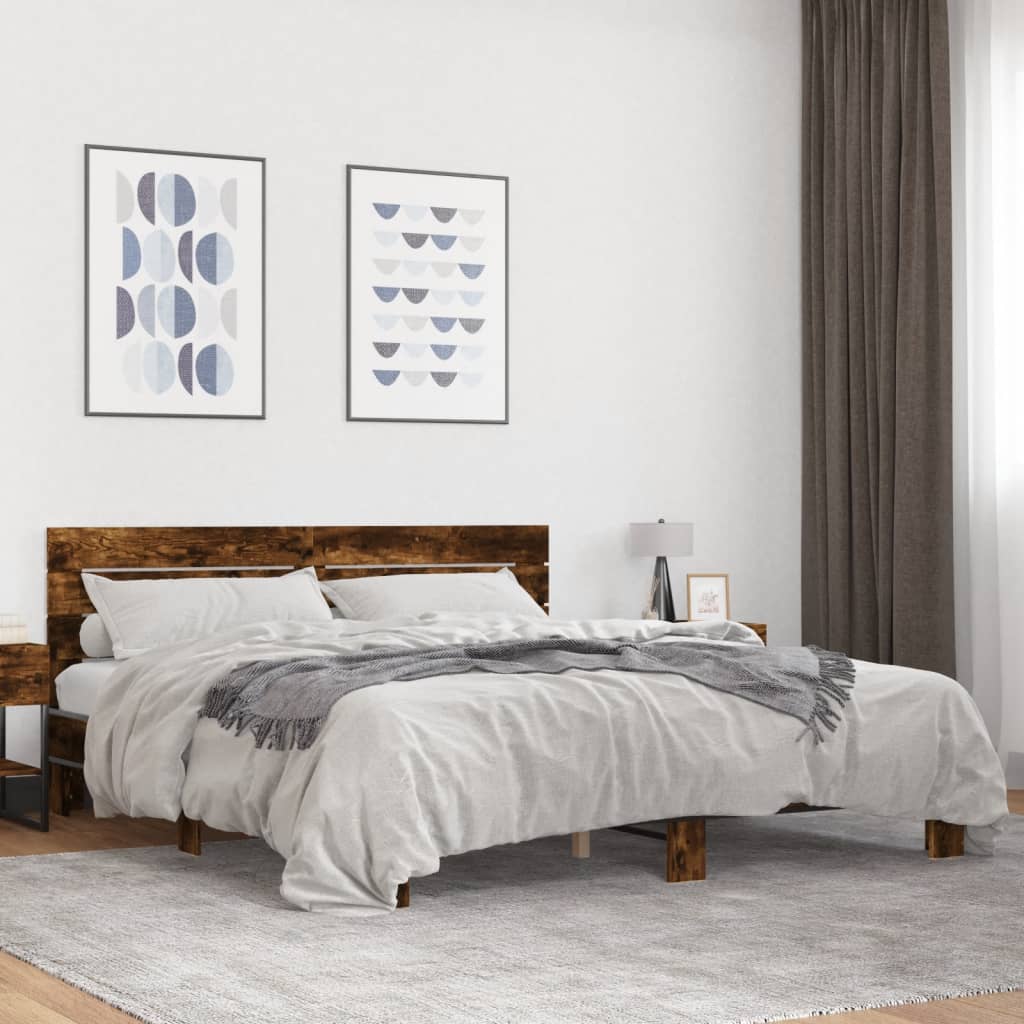 Bedframe Smoked Oak 200x200cm - Design Hut