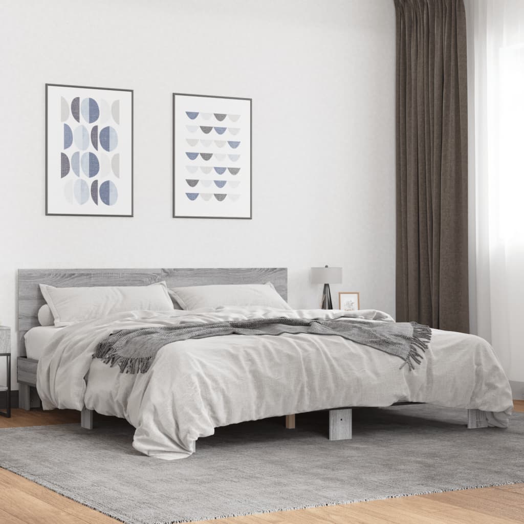 Bedframe Grey Sonoma 200x200cm - Sid & Sam
