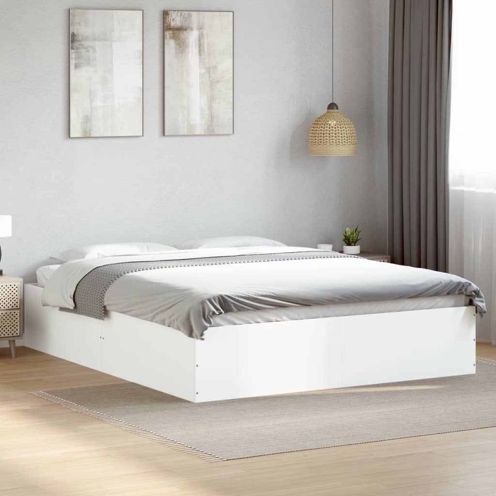 Bedframe White 150x200cm King Size - Unbeatable Bargains