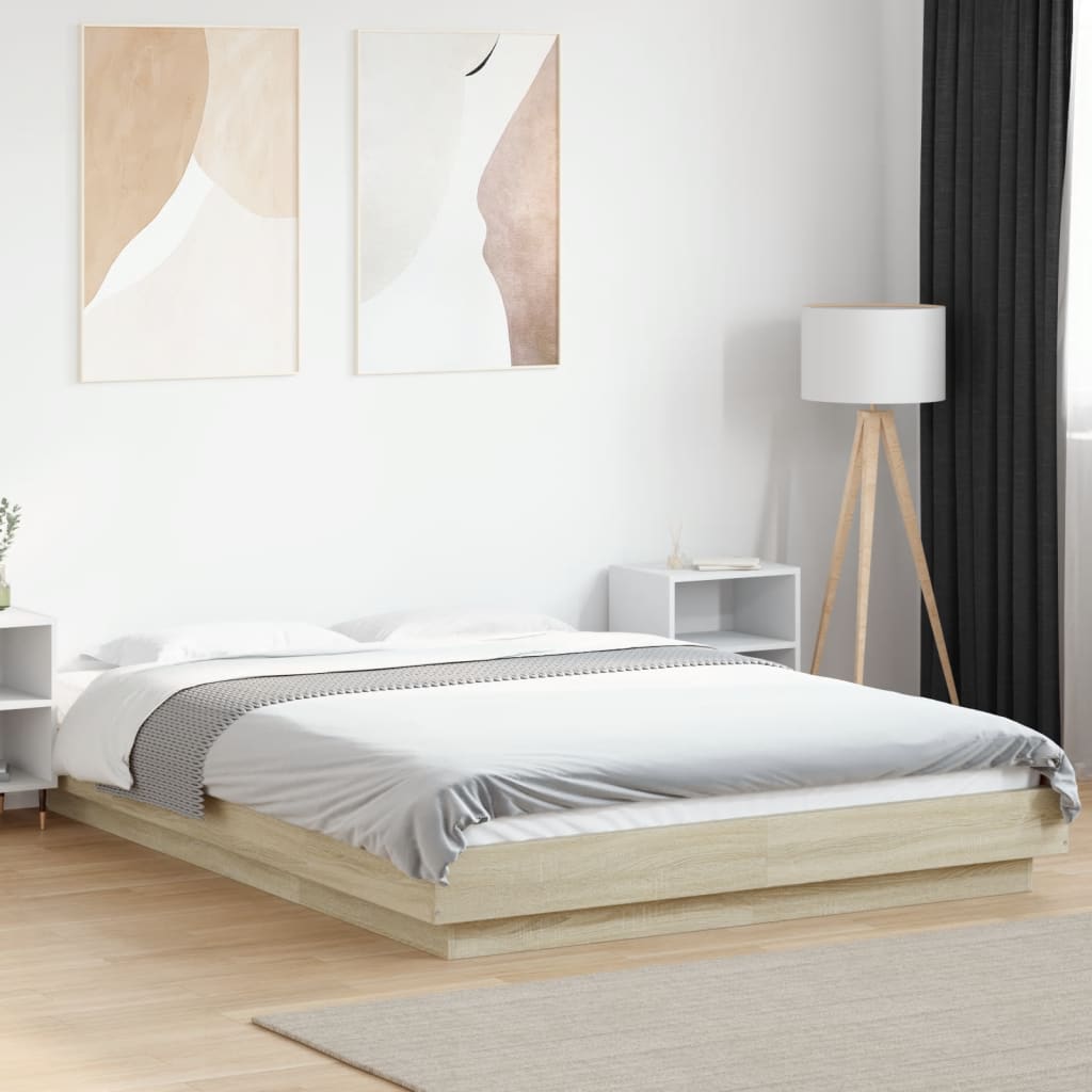 Bedframe with LED Lights Sonoma Oak 140x190cm - Sid & Sam