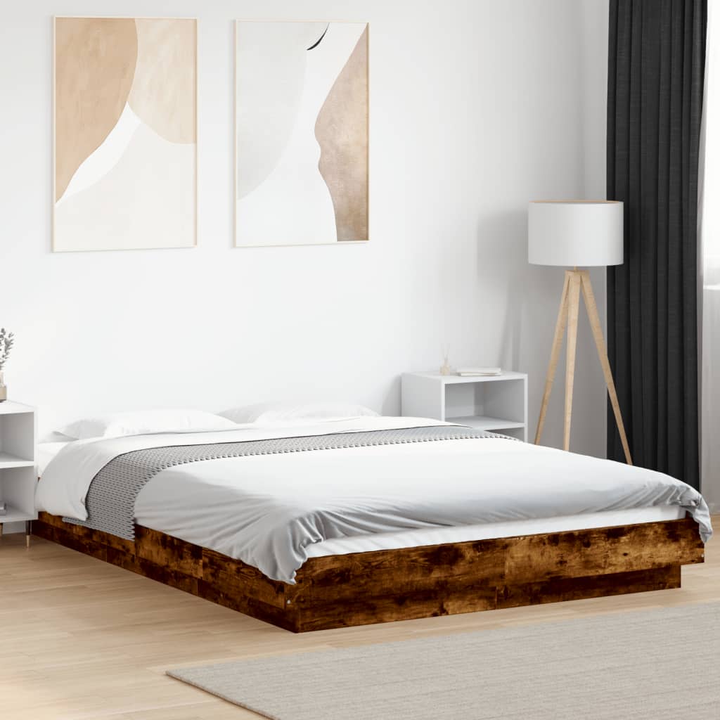 Bedframe with LED Lights Smoked Oak 120x190cm - R and M Furniture