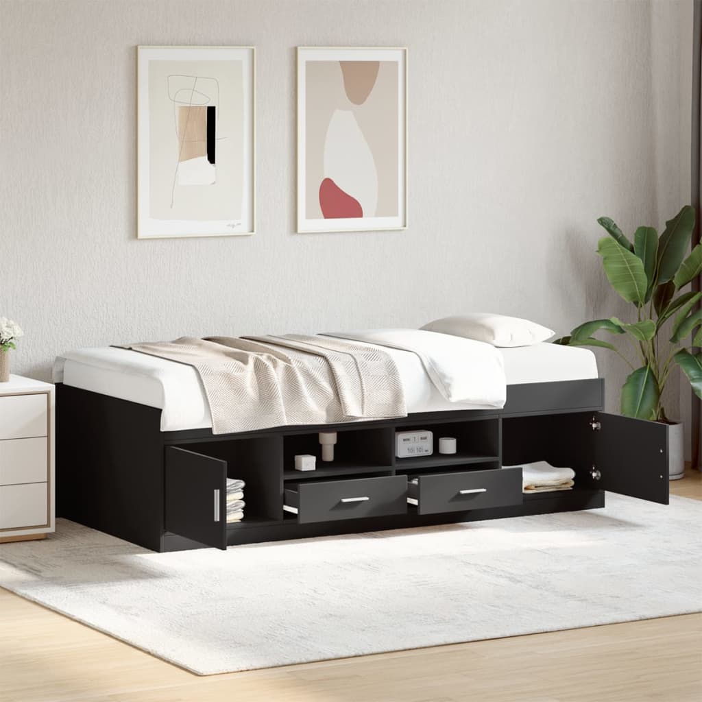 Daybed with Drawers Black 75x190cm Small Single - Style and Chic