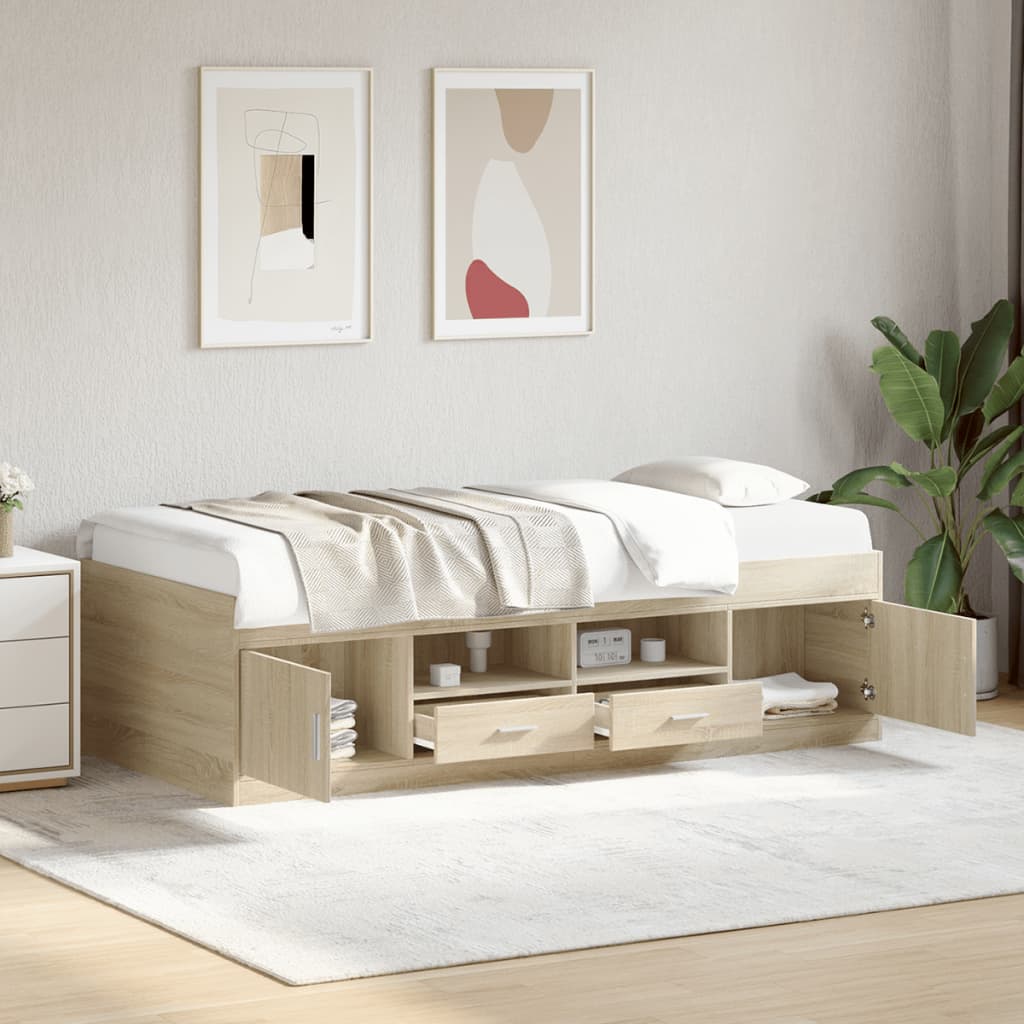Daybed with Drawers Sonoma Oak 75x190cm Small Single - Style and Chic