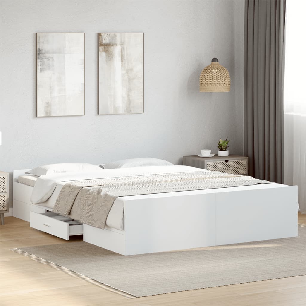 Bedframe with Drawers White 160x200cm - All Things Good