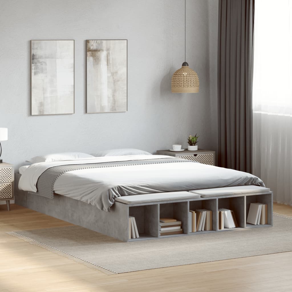 Bedframe Concrete Grey 150x200cm King Size - Design Hut