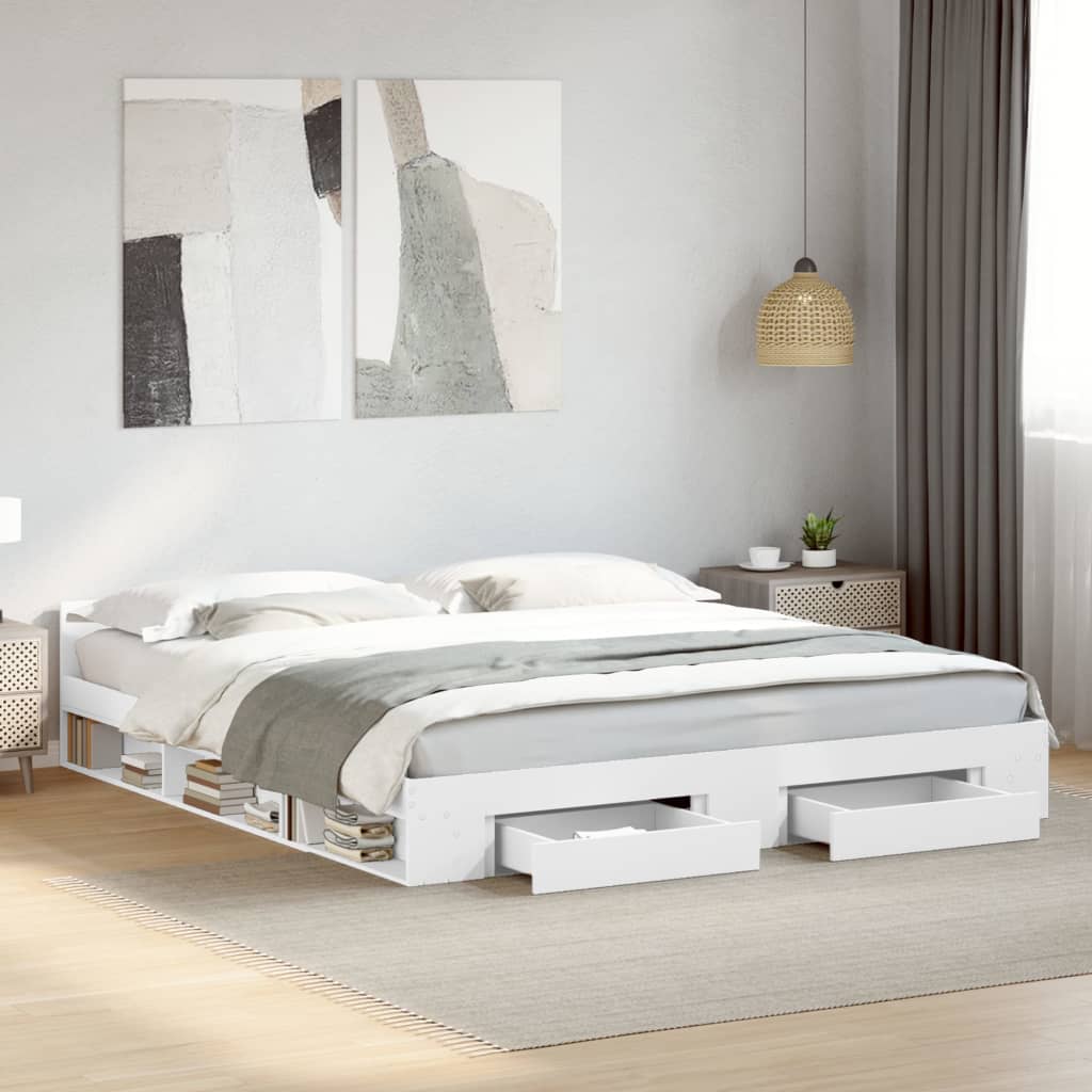 Bedframe with Drawers White 180x200cm Super King - Decor Base