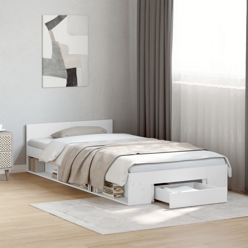 Bedframe with Drawer White 90x200cm - Brittle & Co