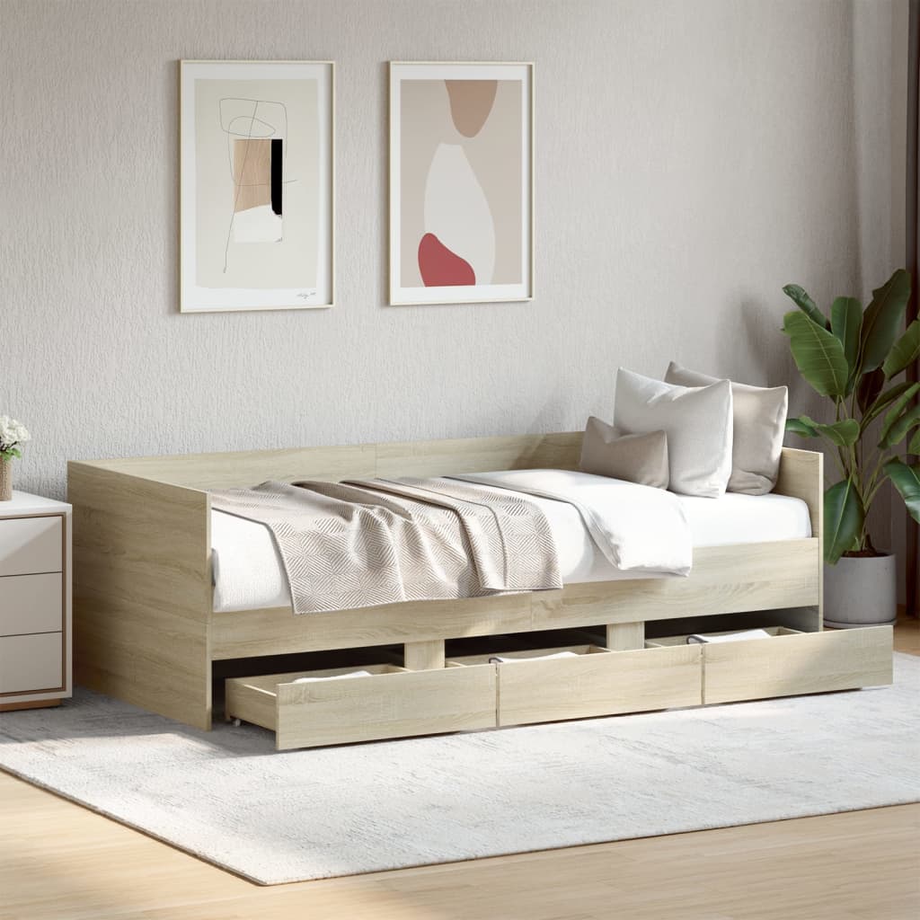 Daybed with Drawers Sonoma Oak 100x200cm - Design Hut