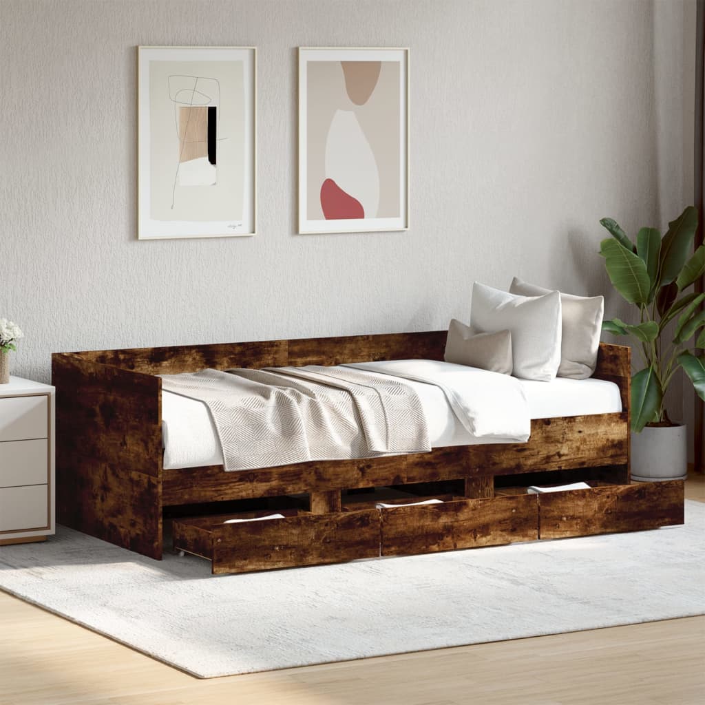 Daybed with Drawers Smoked Oak 100x200cm - Millennium Furniture