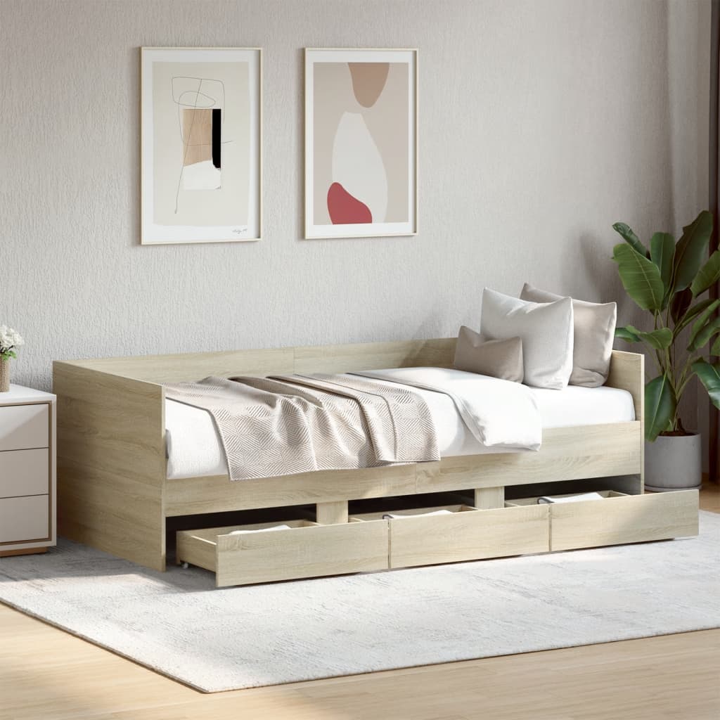 Daybed with Drawers Sonoma Oak 90x190cm Single - Tyrell & Tyrell