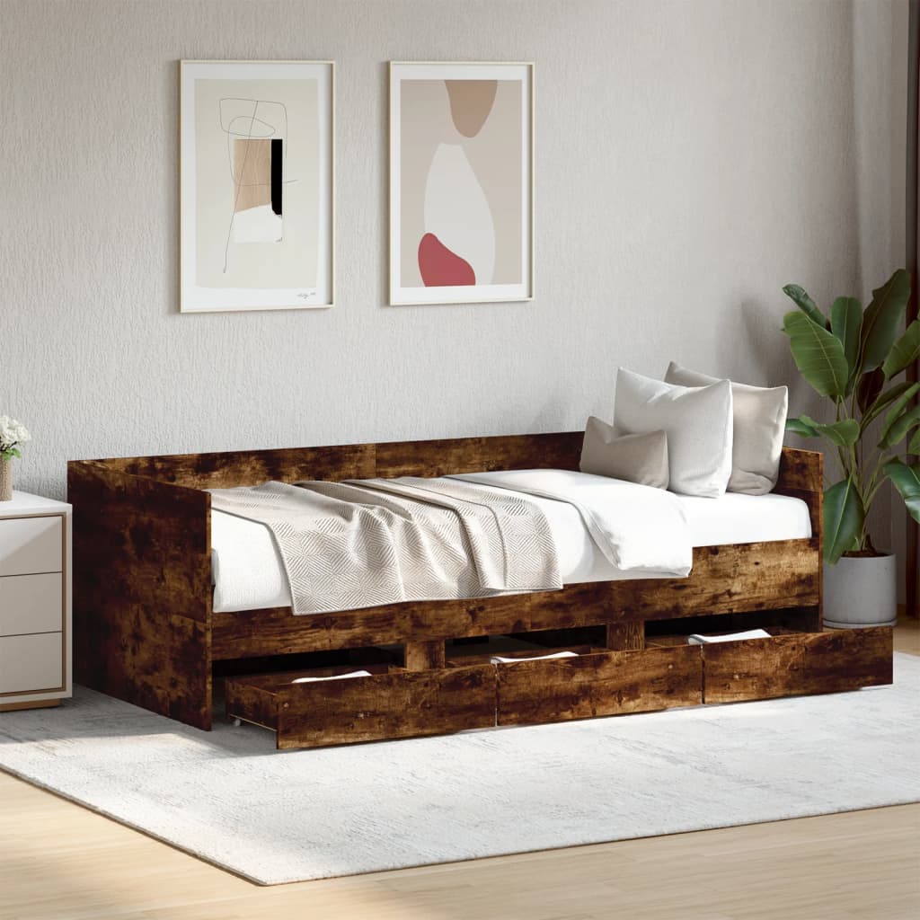 Daybed with Drawers Smoked Oak 90x190cm Single - Sid & Sam