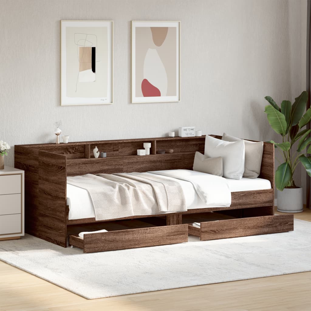 Daybed with Drawers Brown Oak 100x200cm - Merkel Designers
