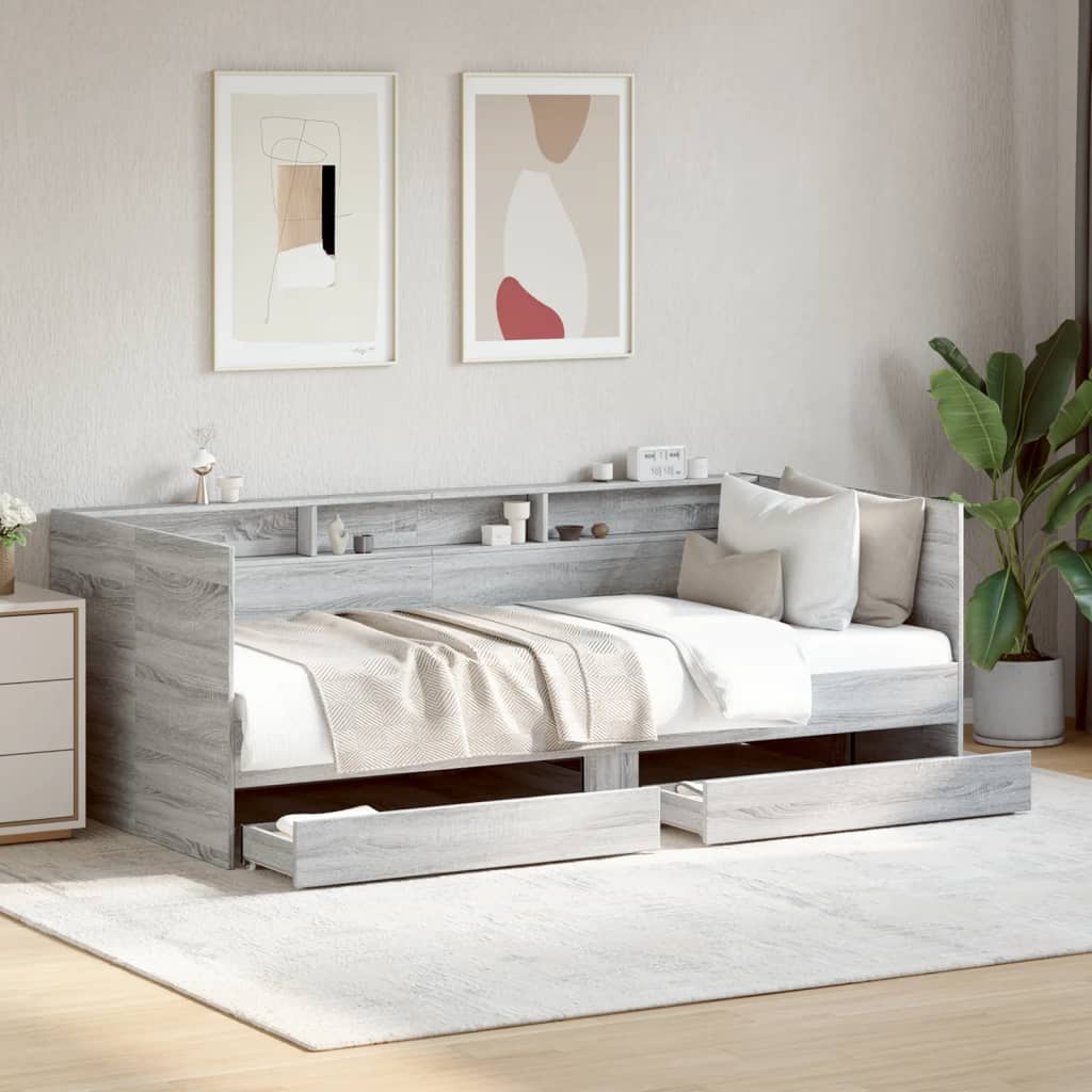 Daybed with Drawers Grey Sonoma 90x200cm - Charlotte Dunes