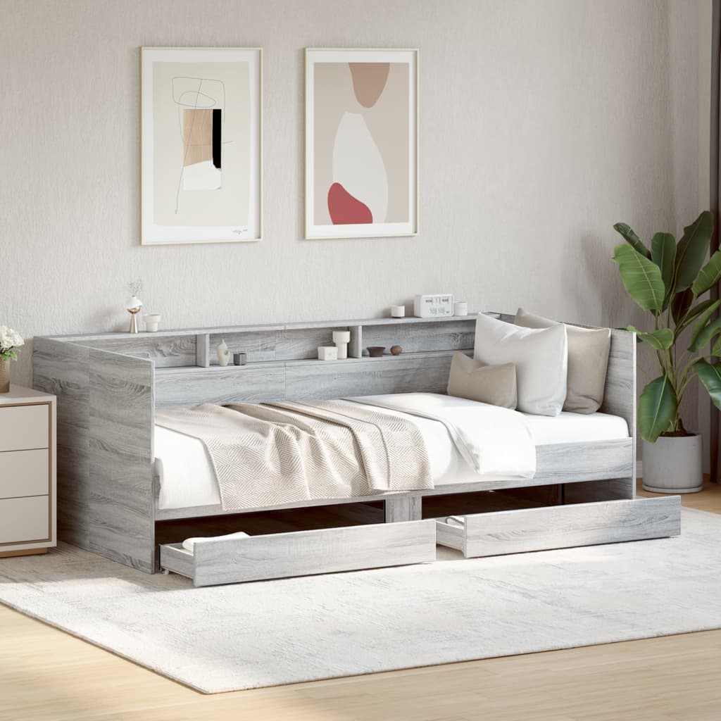 Daybed with Drawers Grey Sonoma 90x190cm Single - Merkel Designers