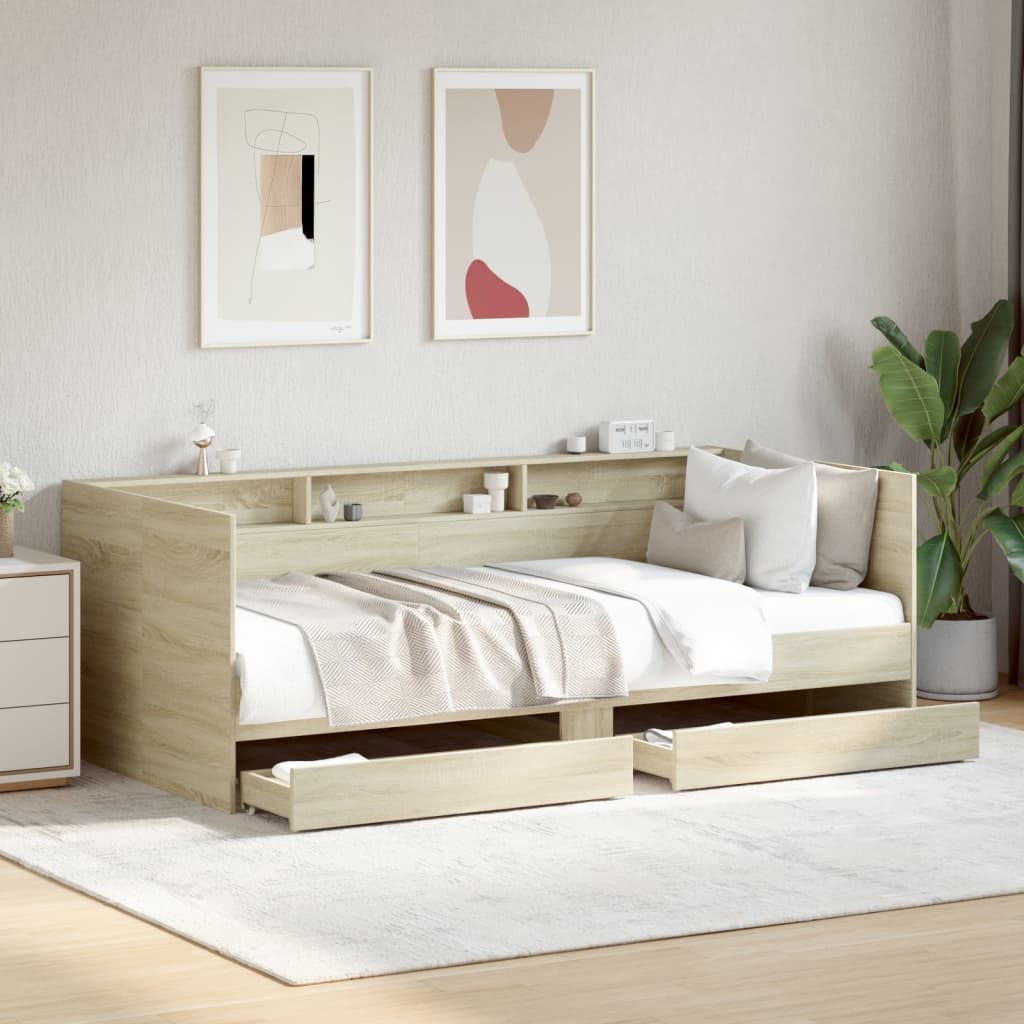 Daybed with Drawers Sonoma Oak 75x190cm Small Single - Sid & Sam